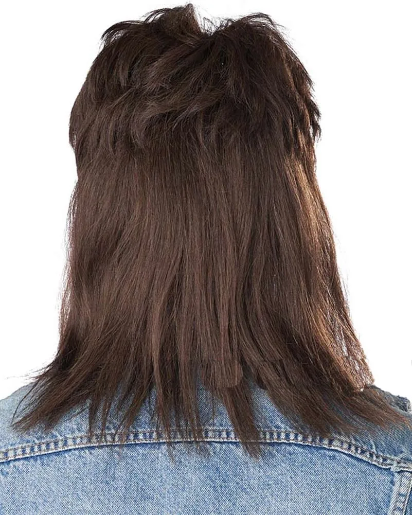 The Lone Wolf Brown Mullet Wig and Moustache