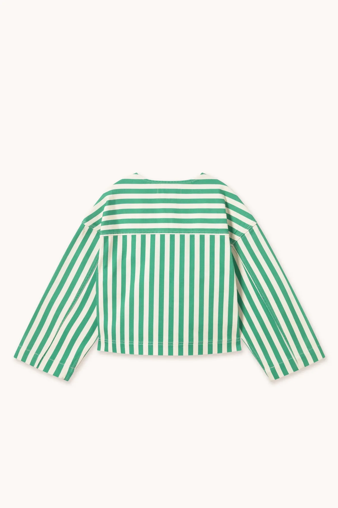 The Tiny Big Sister Striped Cropped Off White/Emerald Jacket