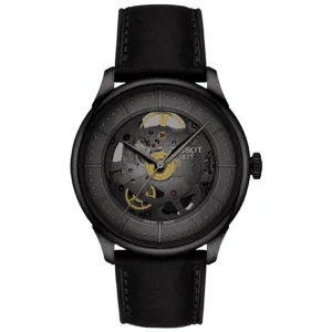 Tissot Chemin Des Tourelles Powermatic 80 Skeleton Grey Dial Leather Strap Men's Watch T139.836.36.441.00
