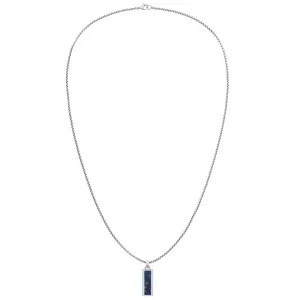 Tommy Hilfiger Mens Sodalite Stone Tag Necklace 2790542