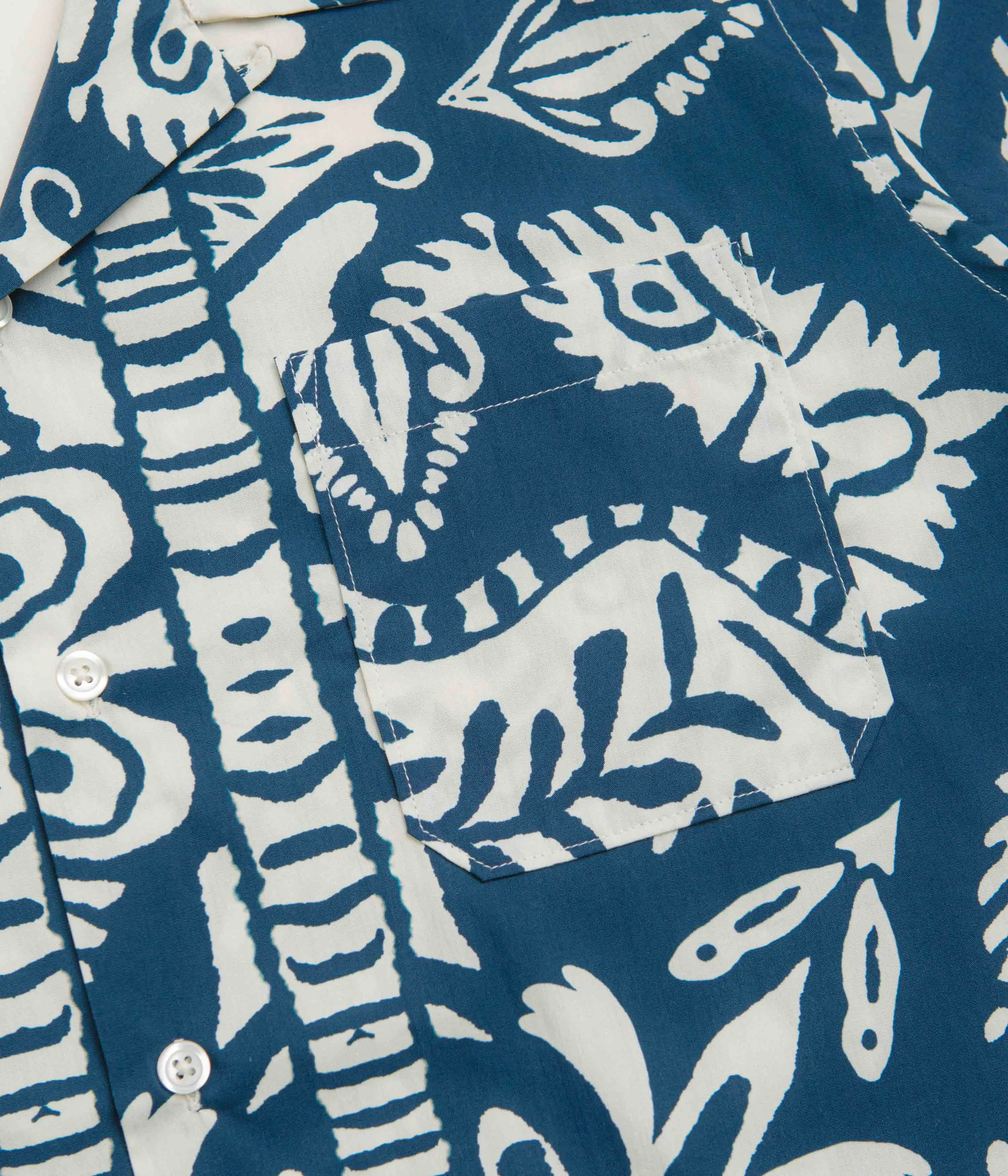 Universal Works Road Shirt - Navy / Island Print