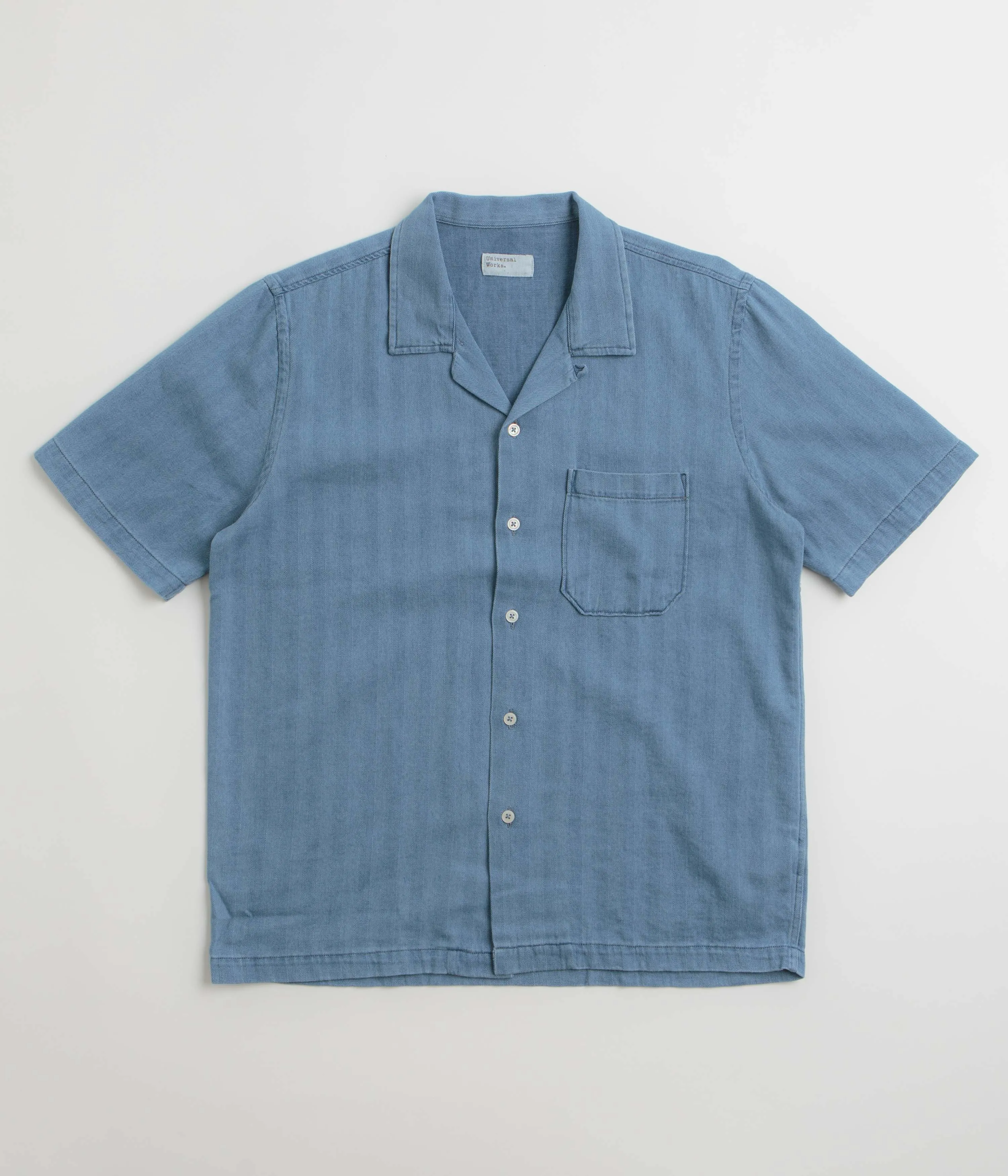 Universal Works Road Shirt - Washed Indigo / Herringbone