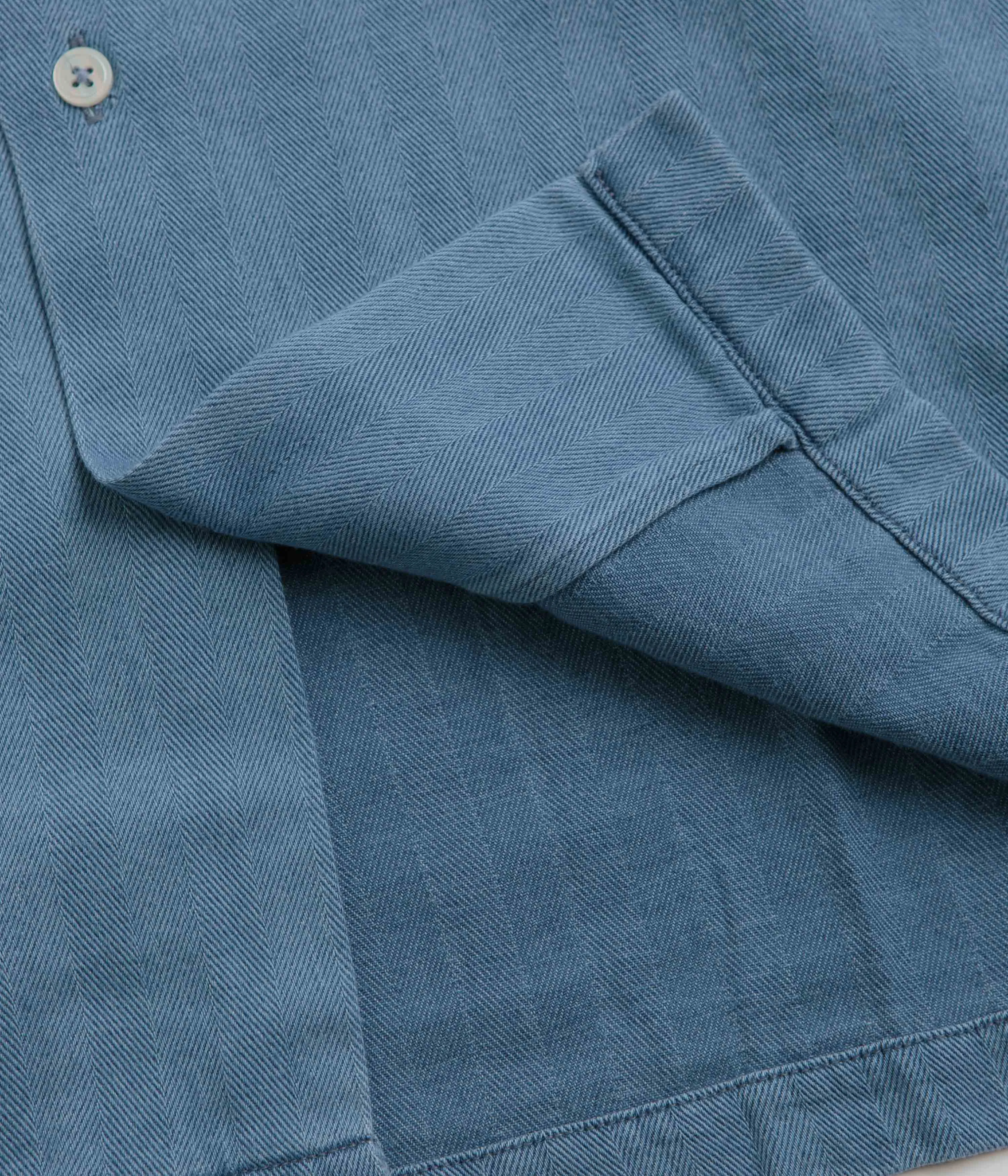 Universal Works Road Shirt - Washed Indigo / Herringbone