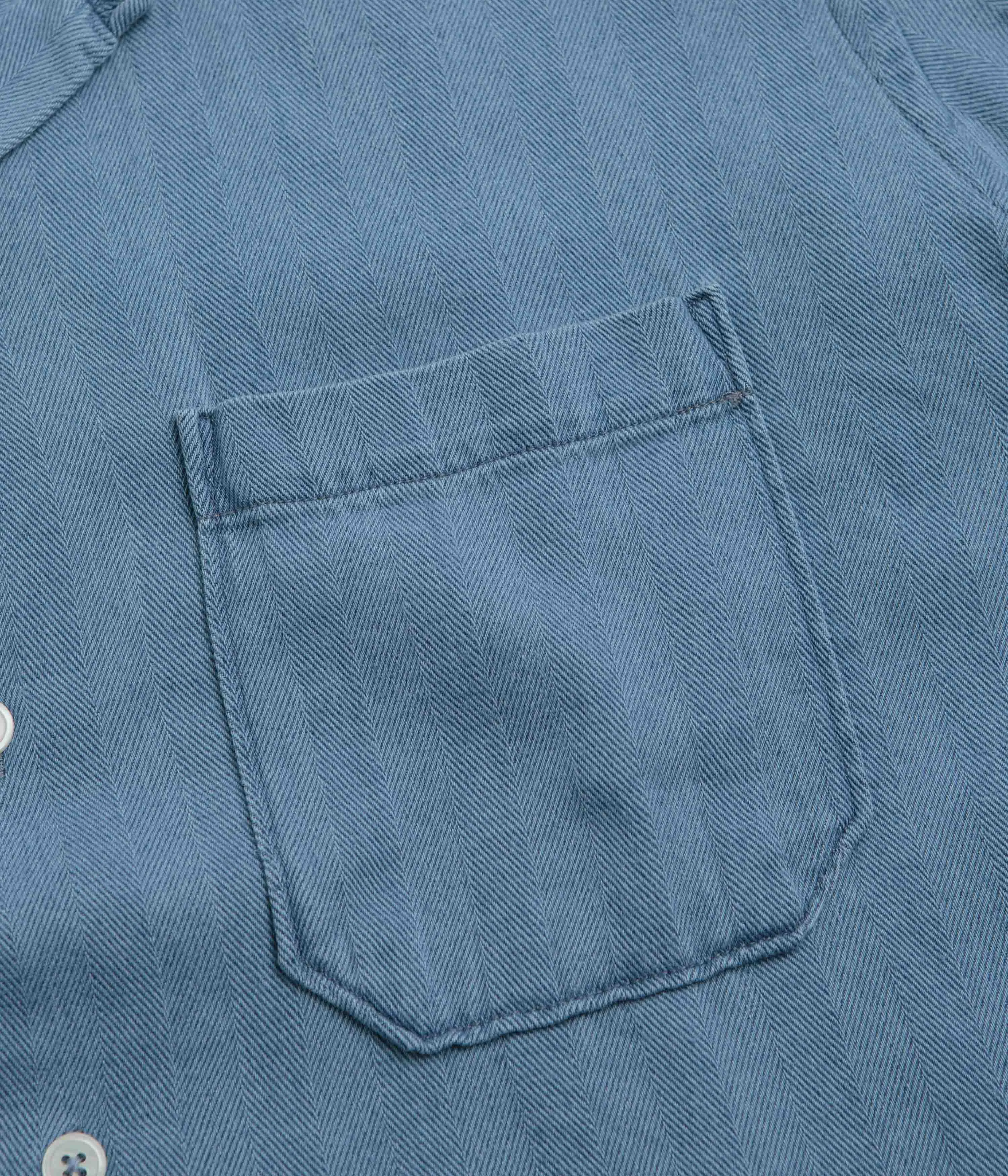Universal Works Road Shirt - Washed Indigo / Herringbone
