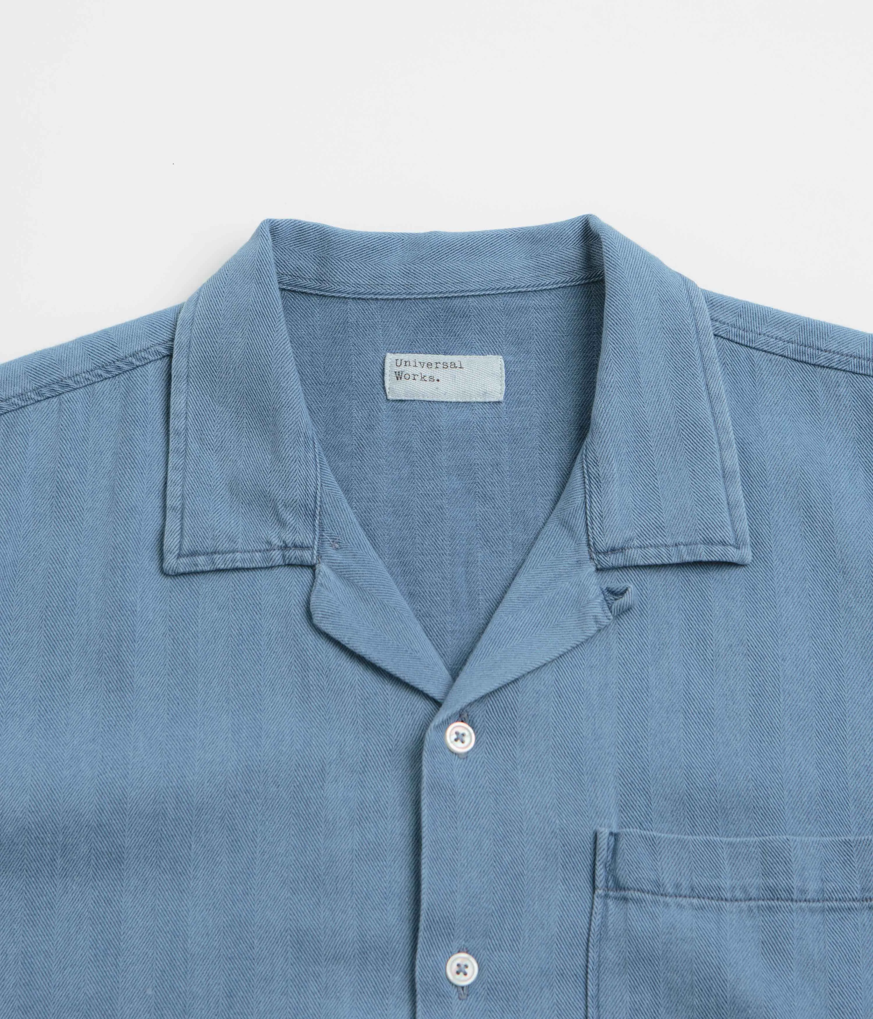 Universal Works Road Shirt - Washed Indigo / Herringbone