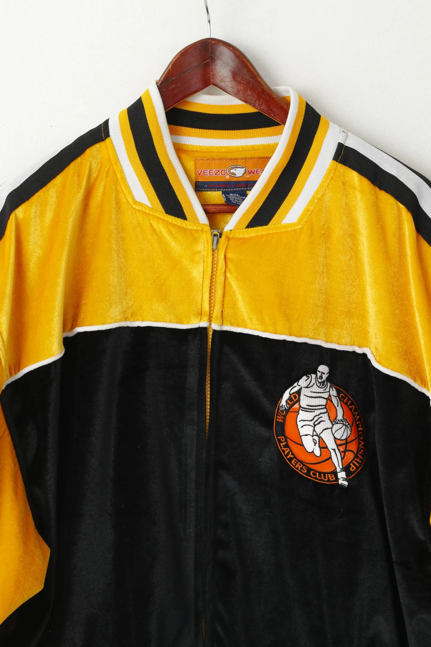 Veezo Wear Men 2XL Sweatshirt Bomber Basketball World Championship Players Club Yellow Sportswear