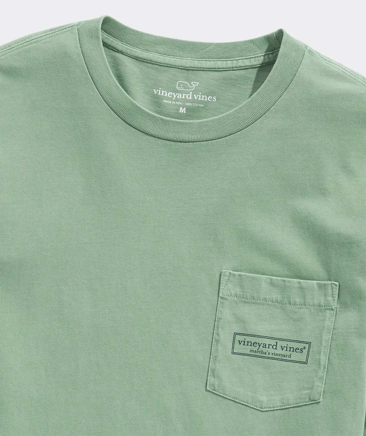 Vineyard Vines Men's Garment-Dyed Logo Box Long-Sleeve Pocket Tee - Starboard Green