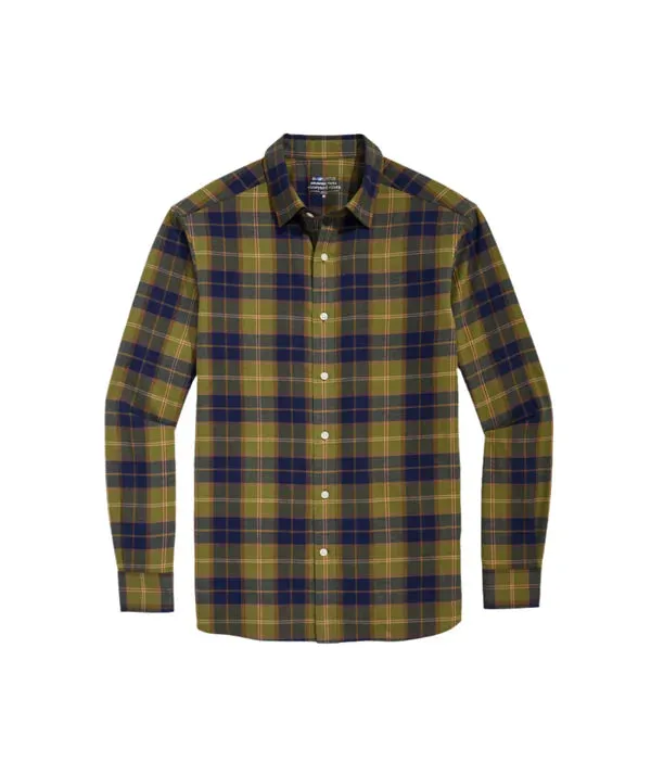 Vineyard Vines Men's On-The-Go Brushed Twill Plaid Shirt - Camp Olive PLD