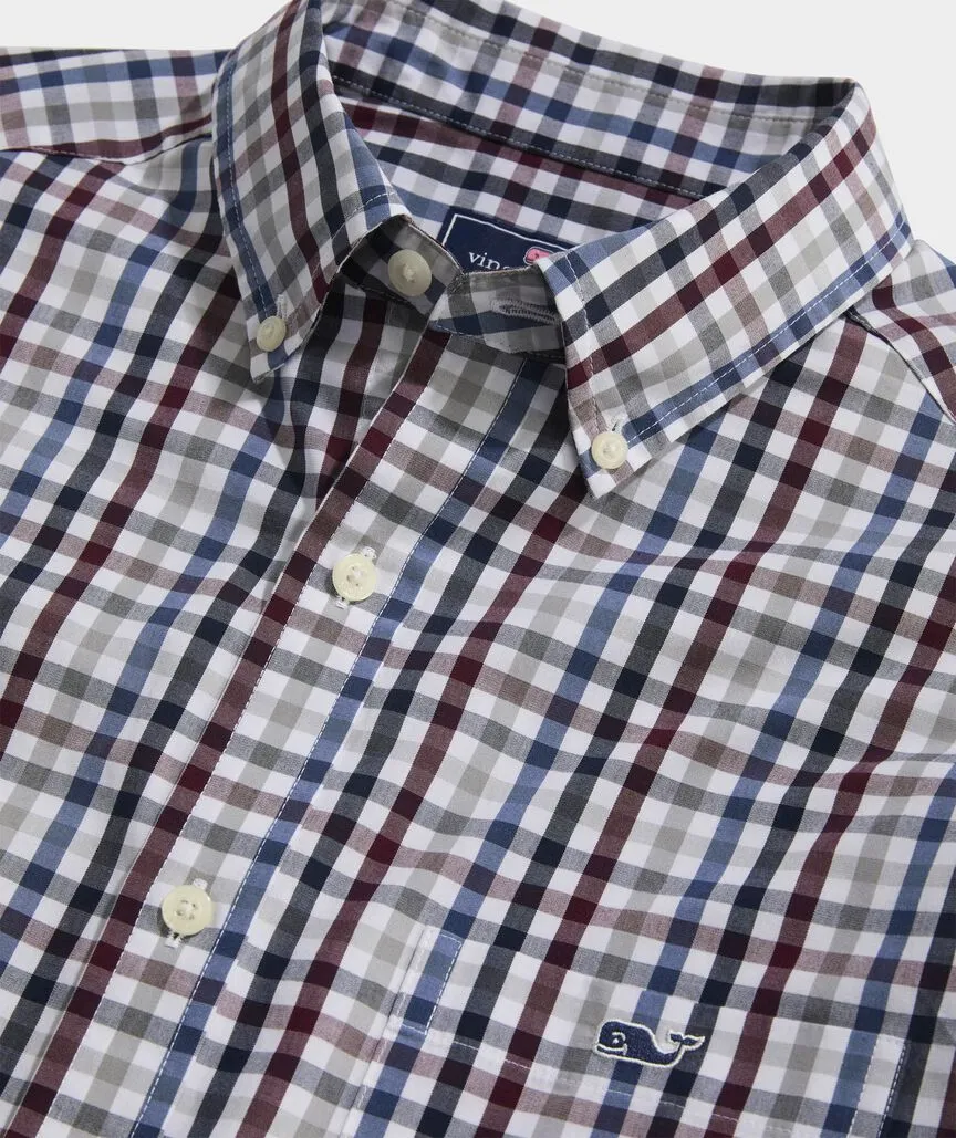 Vineyard Vines Men's Stretch Poplin Tattersall Shirt - Crimson