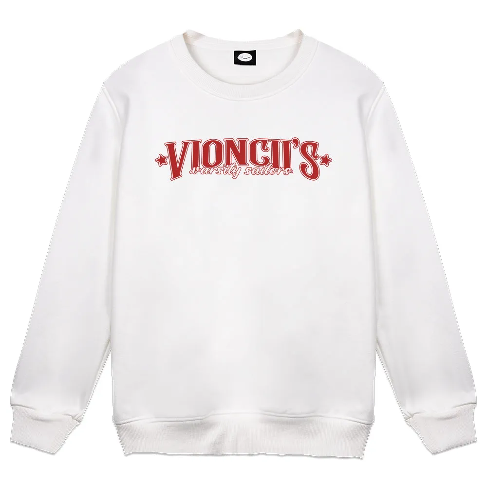 Vioncii Varsity Sailors Crewneck (White/Red)