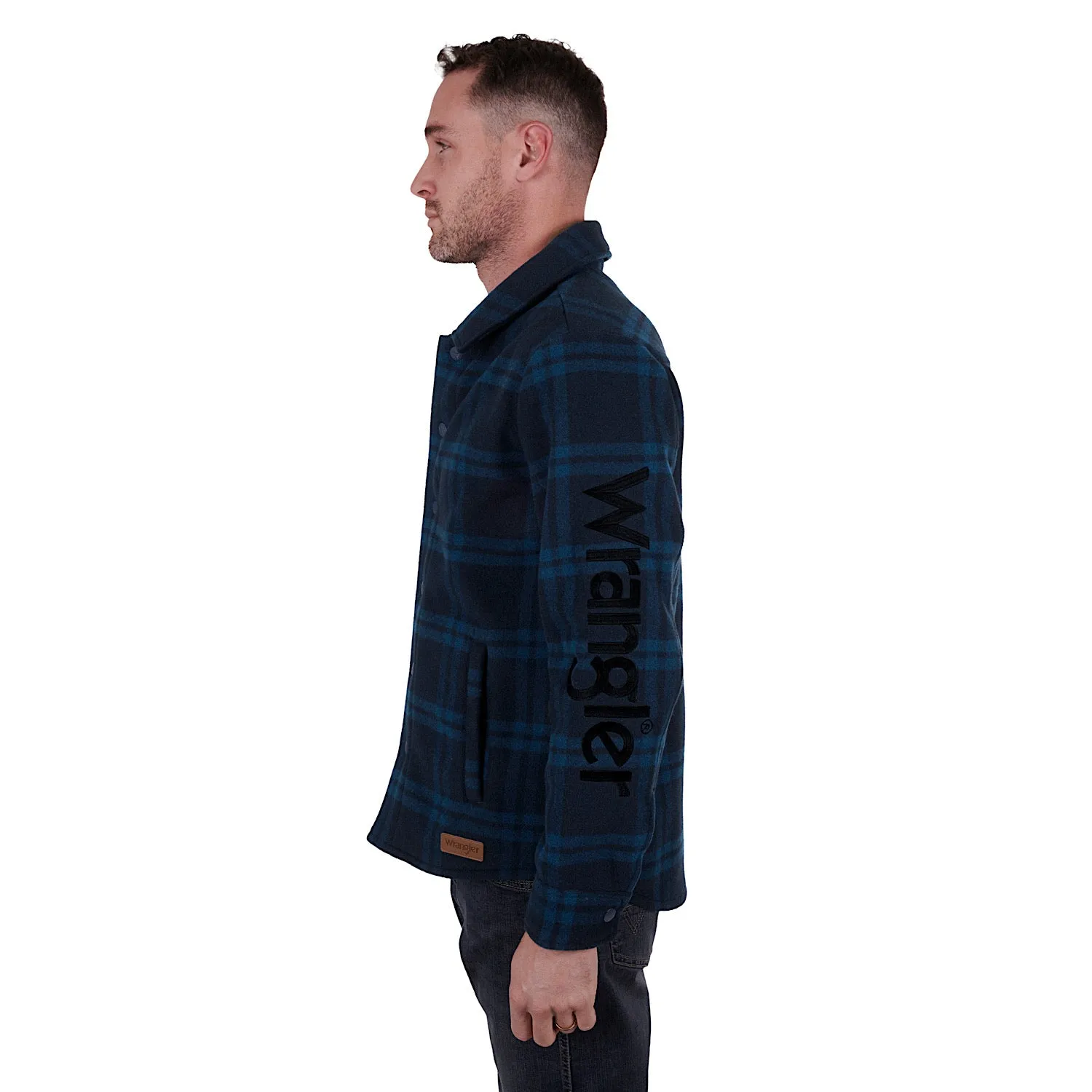 Wrangler Men's Daniel Logo Wool Overshirt Navy