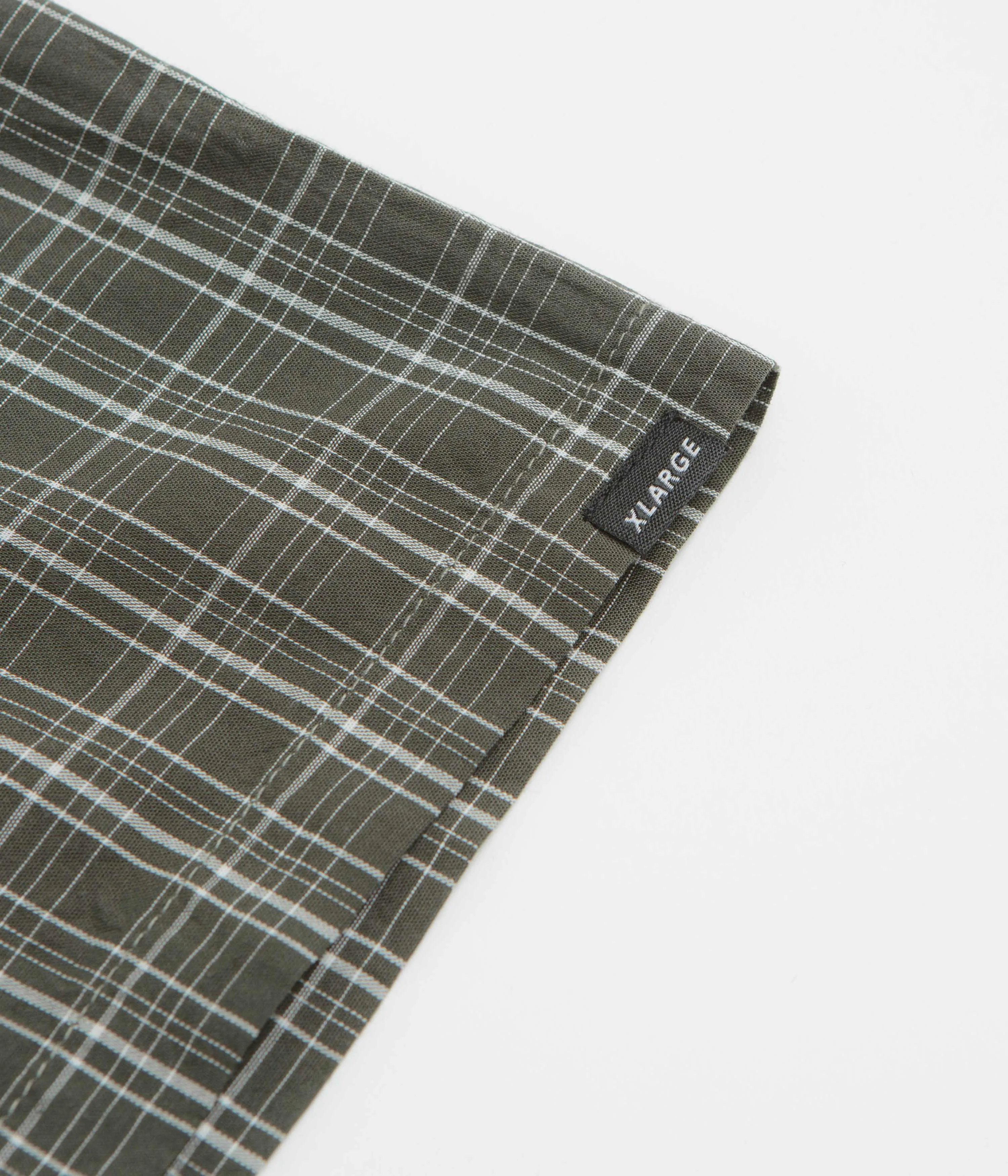 XLarge Embroidered Plaid Short Sleeve Shirt - Olive