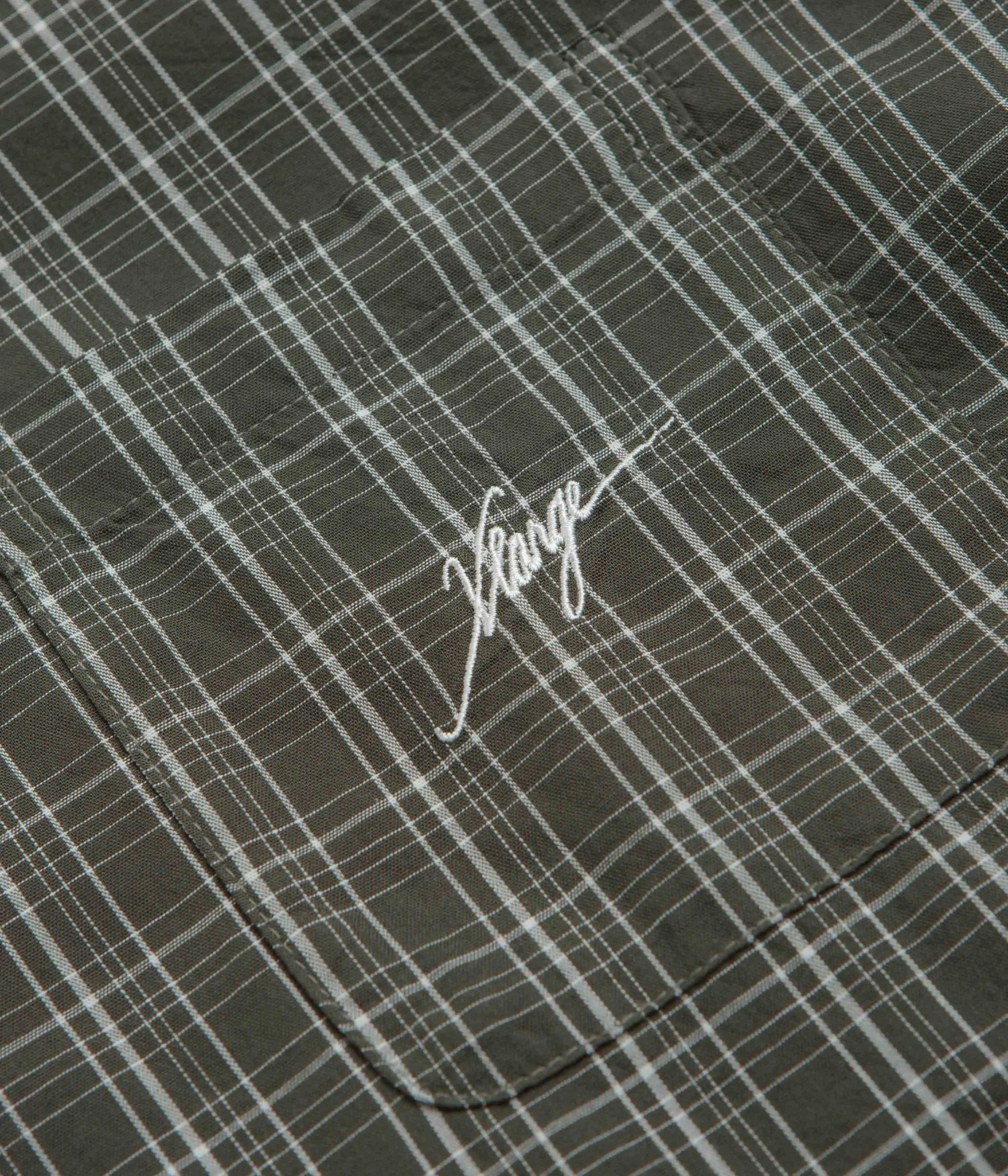 XLarge Embroidered Plaid Short Sleeve Shirt - Olive